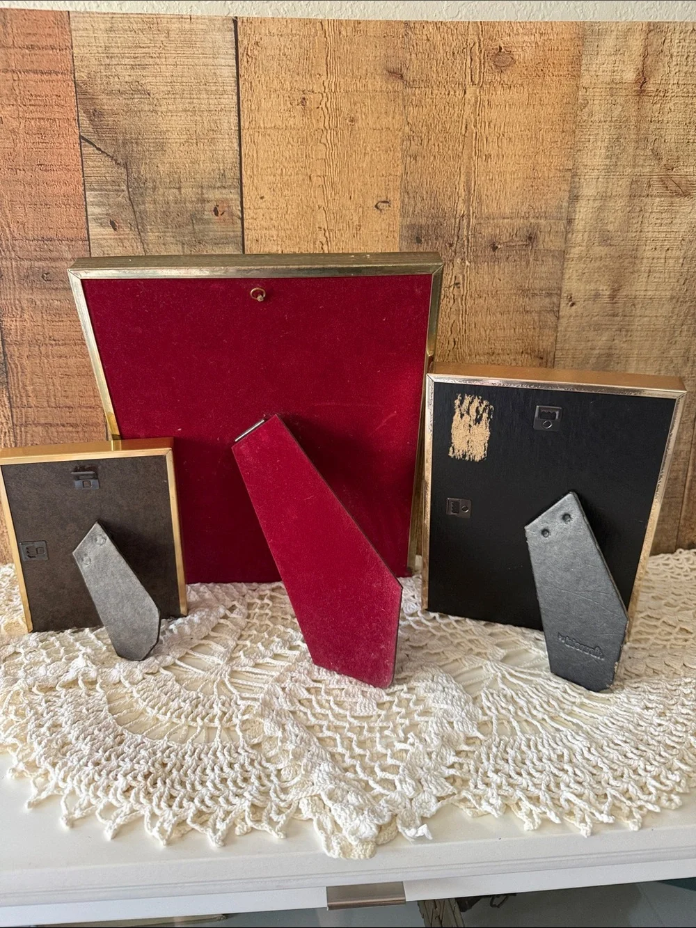 MCM Set of 3 Gold Oval Matted Recessed Shadow Box Picture Frames- Various Sizes